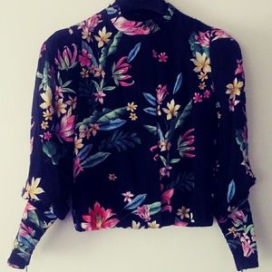 Zara black floral multi Crop jacket